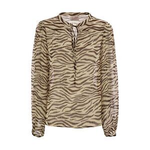 MC2 SAINT BARTH Sheer Zebra Print Button-Up Blouse with Tie Neck Women